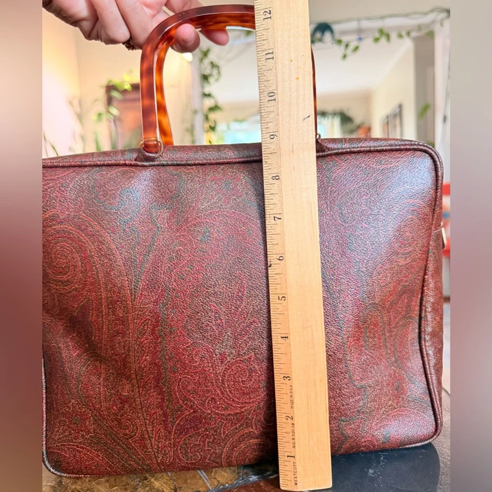 Vintage Etro Milano Handbag with Tortoiseshell  Handles. Classic‎ Paisley Print